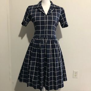 Hearts and Found Trudie Dress in Navy Grid